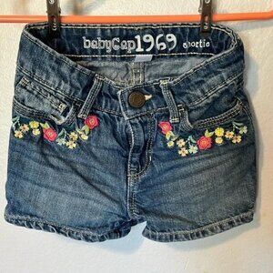 Baby Gap 1969 Shortie Collection Floral Embroidered Jean Shorts